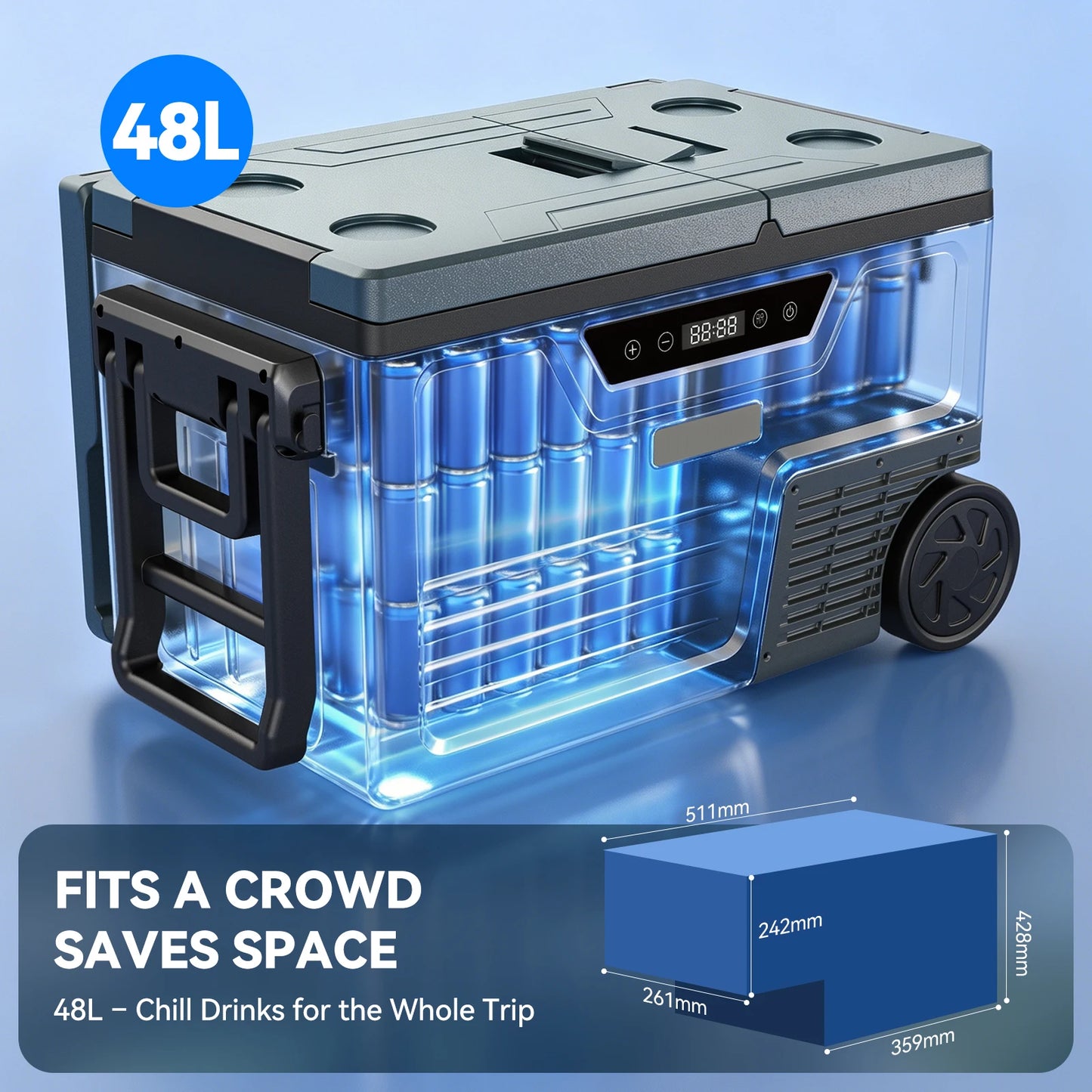 Glacière Électrique 48L Double Zone - Bluetooth APP | Camping & Voyage