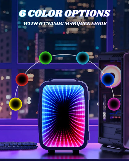 Mini Frigo 4L Gaming - 7 Modes LED & Miroir | Chaud & Froid