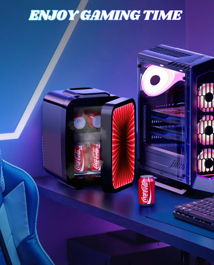 Mini Frigo 4L Gaming - 7 Modes LED & Miroir | Chaud & Froid