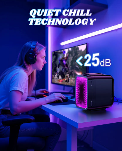 Mini Frigo 4L Gaming - 7 Modes LED & Miroir | Chaud & Froid
