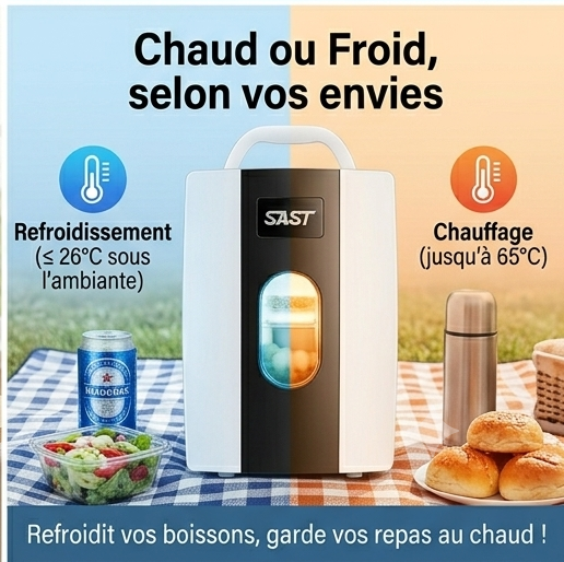 Mini Frigo Voiture 12L - Silencieux & Grande Capacité | 12V/220V